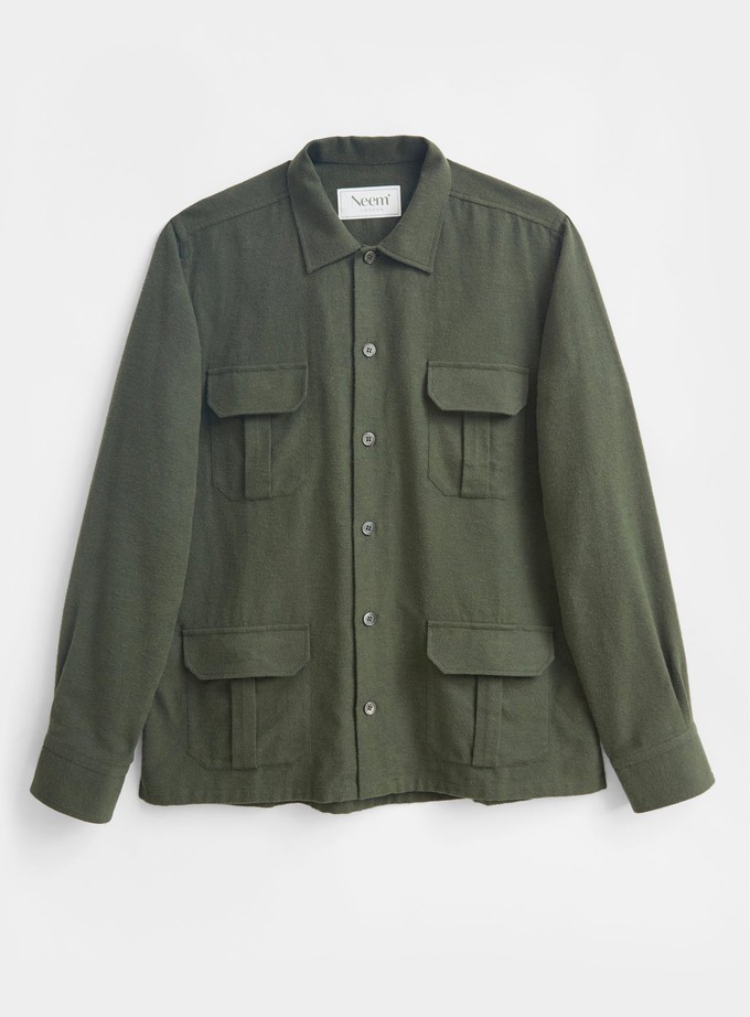 Recycled Italian Flannel Neem Green OverShirt from Neem London