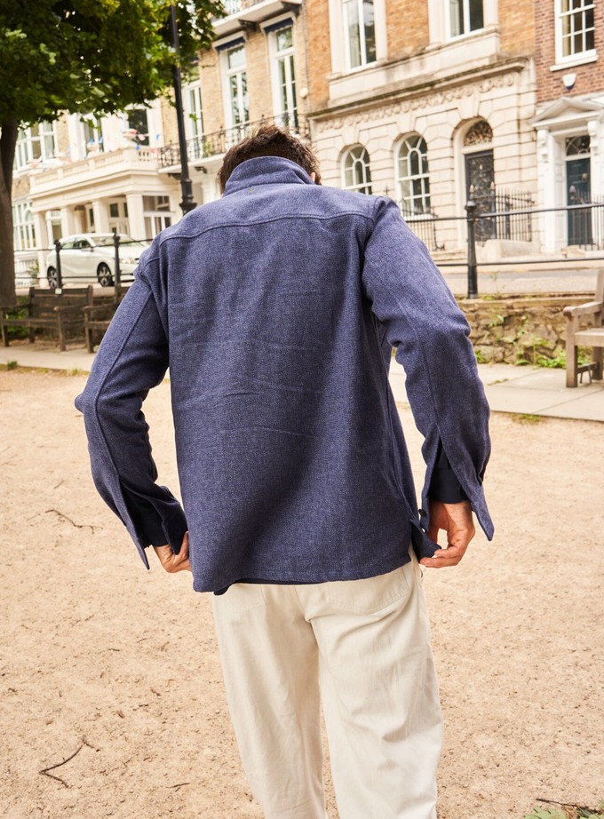 Recycled Piccadilly Cross Weave Blue Overshirt from Neem London