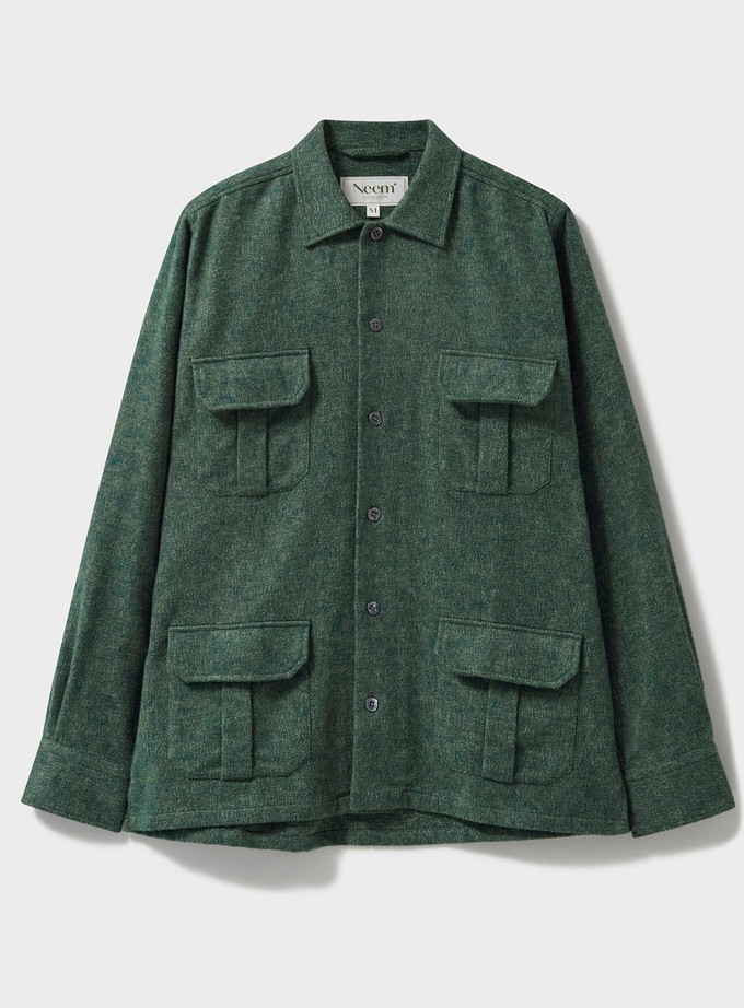 Heavy Recycled Soft Flannel Green Men's Overshirt from Neem London