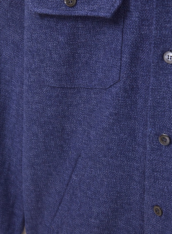 Recycled Piccadilly Cross Weave Blue Overshirt from Neem London