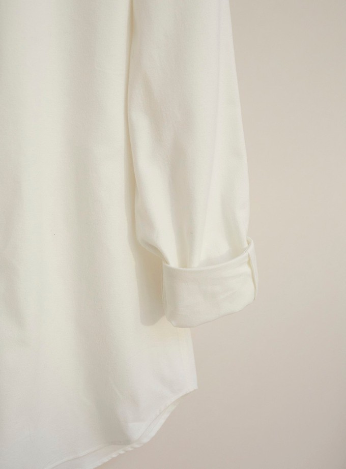 Recycled White Popover Nehru Collar Shirt from Neem London