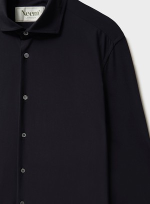 Recycled Italian Black Cut Away Comfort Shirt from Neem London