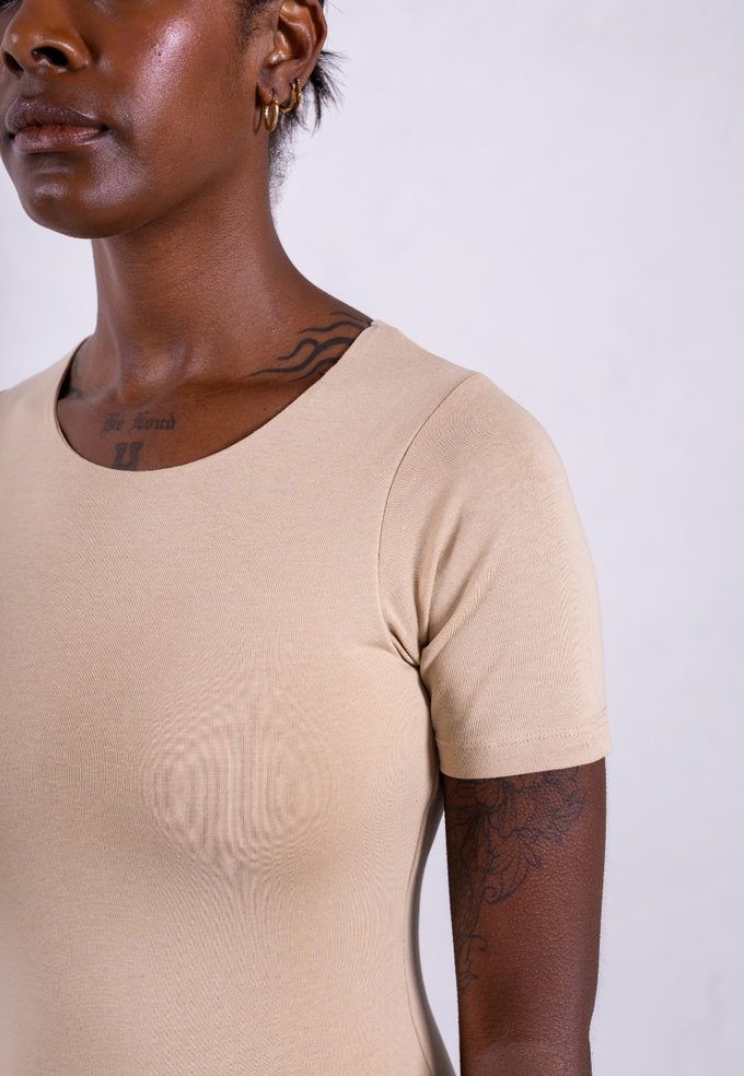 Organic Cotton Crew Bodysuit, Oat from Not Basics