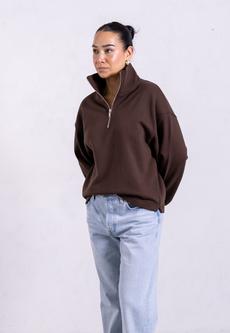 Organic Cotton Quarter Zip Sweatshirt, Hot Fudge via Not Basics