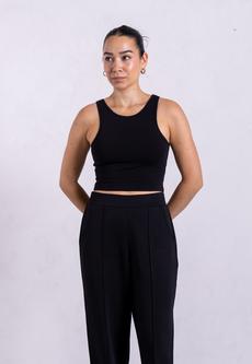 Organic Cotton High-Neck Cropped Tank, Black via Not Basics