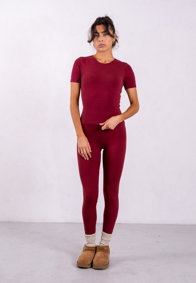 Organic Cotton Leggings, Ruby Wine from Not Basics