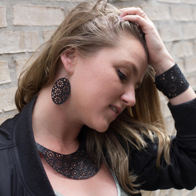 Seraphine (II) Recycled Rubber Oval Earrings from Paguro Upcycle