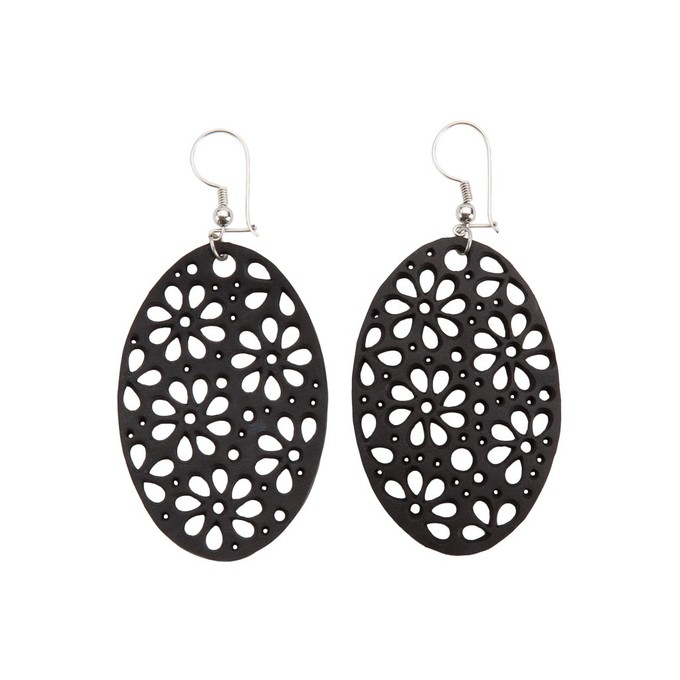 Seraphine (II) Recycled Rubber Oval Earrings from Paguro Upcycle