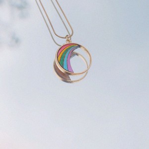 Rainbow Recycled Wood Gold Necklace from Paguro Upcycle