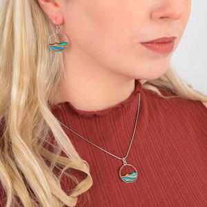 Ocean Eco-friendly Recycled Wood Silver Earrings from Paguro Upcycle