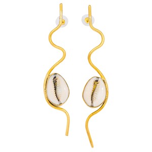 Cowrie Shell Recycled Brass Statement Earrings from Paguro Upcycle