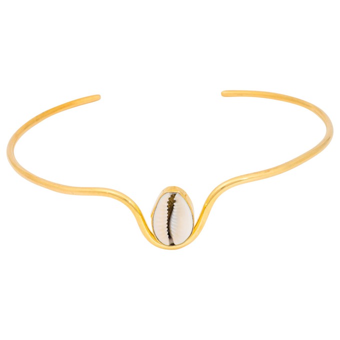 Cowrie Shell Recycled Brass Adjustable Choker from Paguro Upcycle