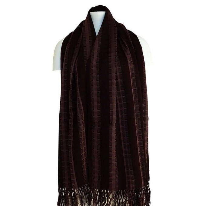 Scarf with Fringes Dark Brown - Beautiful and Fairtrade from Quetzal Artisan