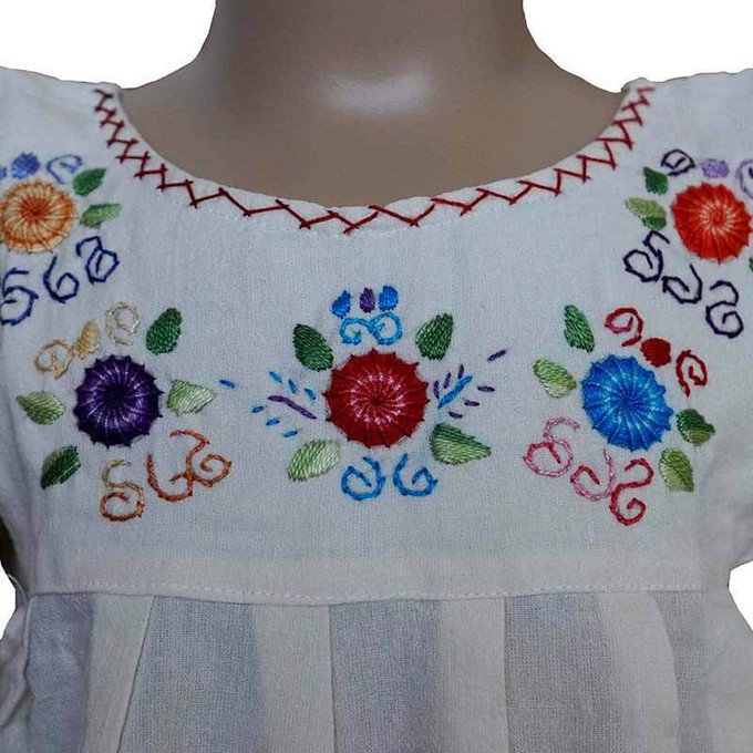 Girls Dress Daisy's cream 8 - Age 2-3 years - Fairtrade from Quetzal Artisan