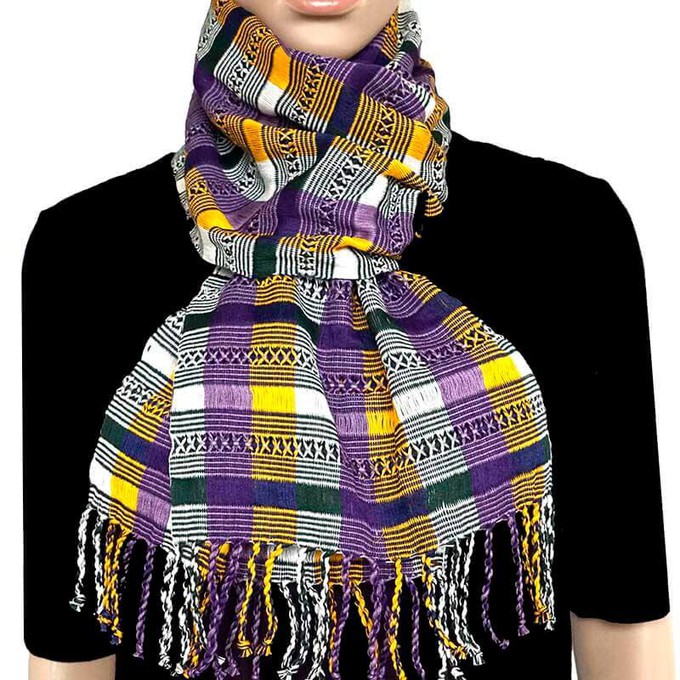 Scarf Purple Yellow - Natural Dyes - Ecofriendly & Fairtrade from Quetzal Artisan