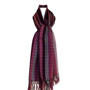 Scarf with fringes Maroon Pink - Mayan Design - Fairtrade from Quetzal Artisan