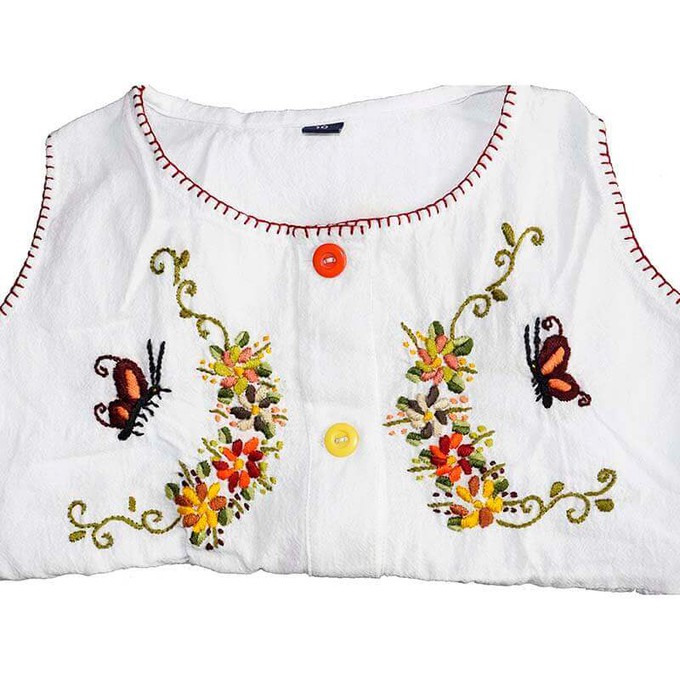 Cotton Dress Orange Butterfly 10 - Age 3-4 years - Fairtrade from Quetzal Artisan