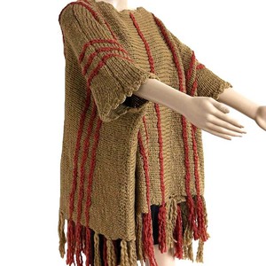 Poncho Ochre Coral - Handmade of Eco Wool - Stylish and Warm from Quetzal Artisan