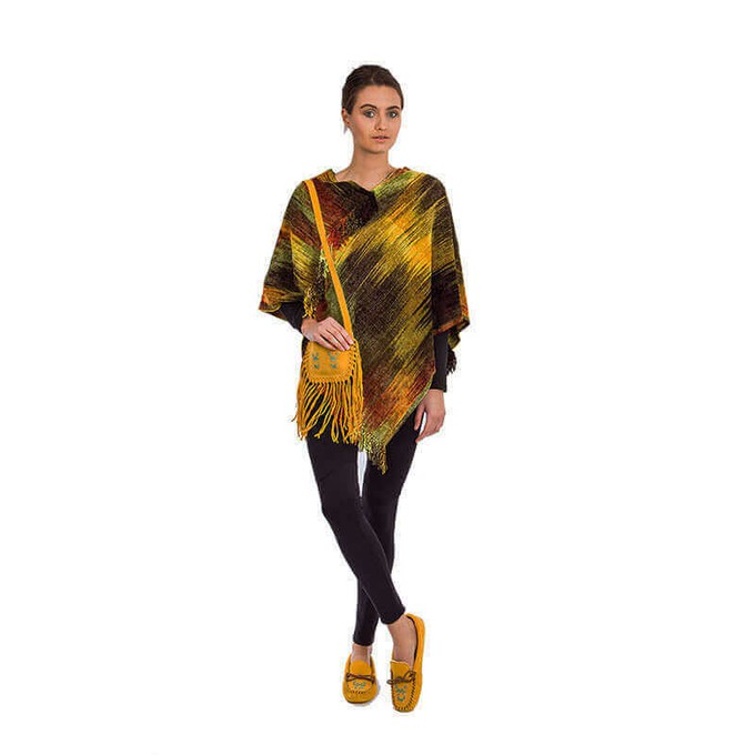 Poncho Yellow Brown - Organic Bamboo - Stylish & Fairtrade from Quetzal Artisan