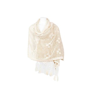 Shawl Ecru - Natural Cotton - Sustainable and Fairtrade from Quetzal Artisan