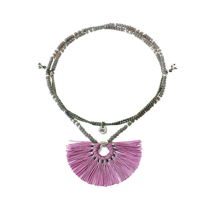 Fan Tassel Necklace Lavender - Handmade and Fairtrade from Quetzal Artisan