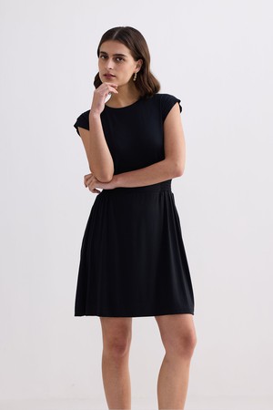 Short Dress With Smocking Side Detail in Black from Reistor