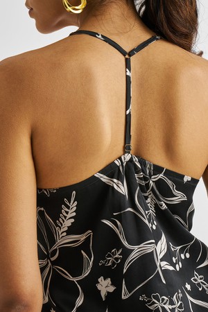 Midi Slip Dress in Black Florals from Reistor