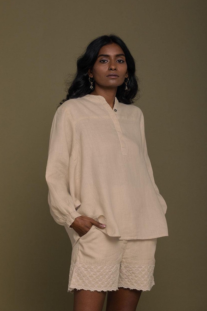 The Afternoon Thunderstorm Shirt in Neutral Beige from Reistor