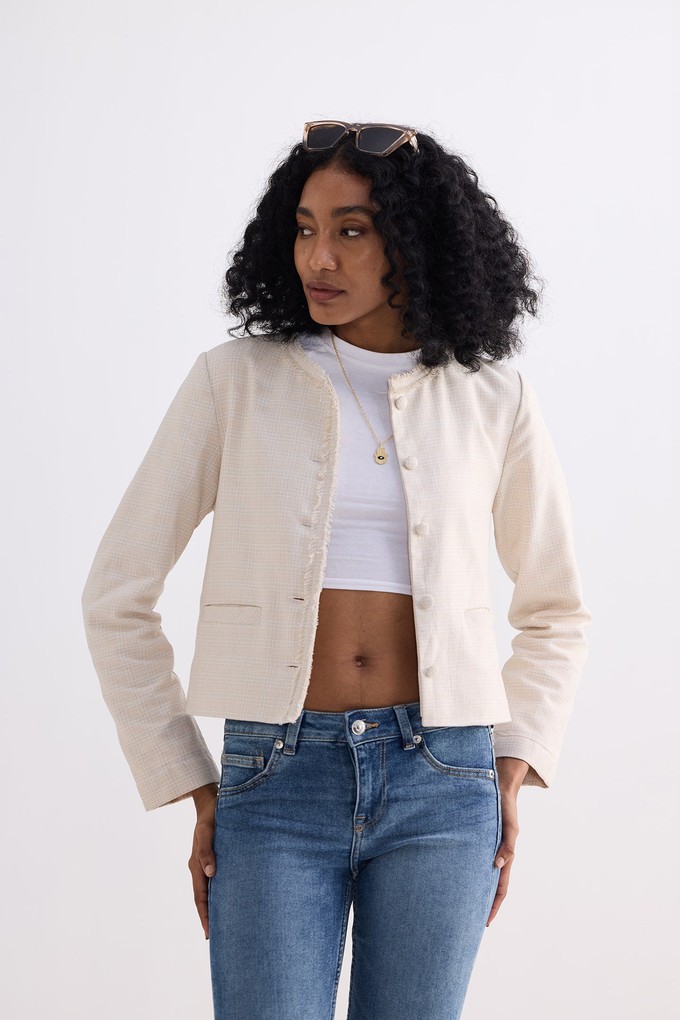 Lady Jacket in Cream Cotton Tweed from Reistor