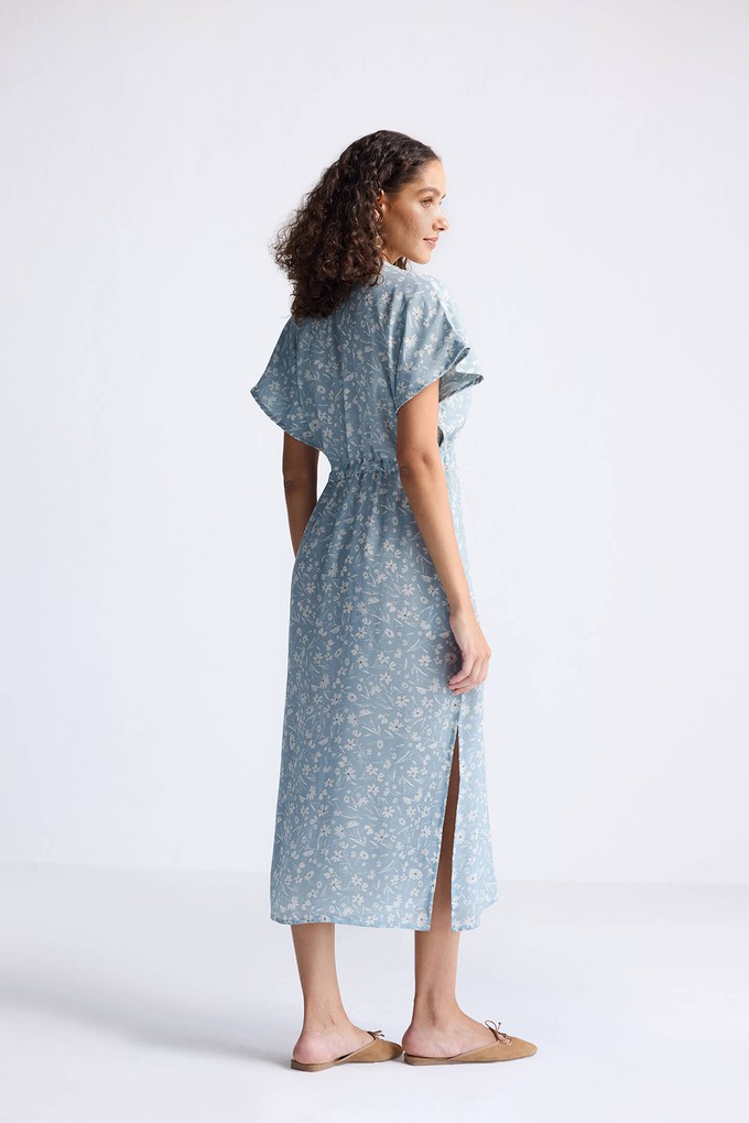 Gathered Maxi Dress in Light Blue Florals from Reistor