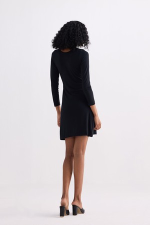 Long Sleeves Fitted Short Dress in Black from Reistor