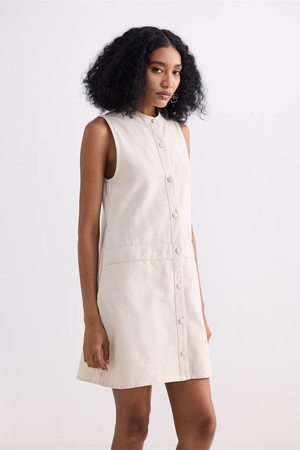 The Cotton Tweed Shift Dress in Cream from Reistor