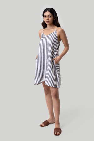 Short Tent Dress in Linen Stripes from Reistor