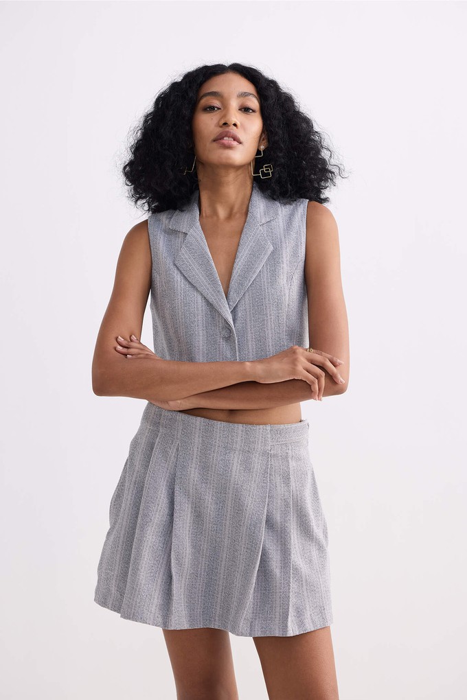 Cropped Cotton Tweed Vest Set in Grey from Reistor