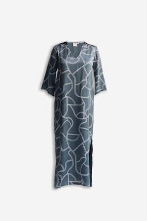 Maxi Dress with Side Slits in Abstract Stripes from Reistor