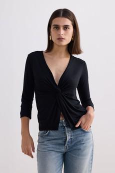 Twist Front Knit Shirt in Black via Reistor