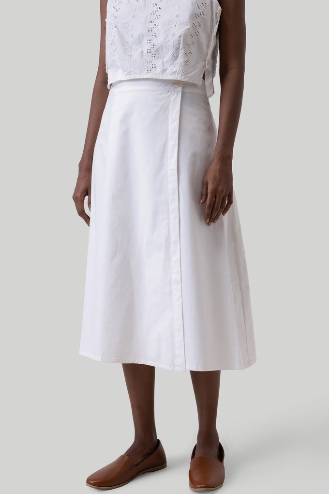 Overlap Midi Skirt in White from Reistor