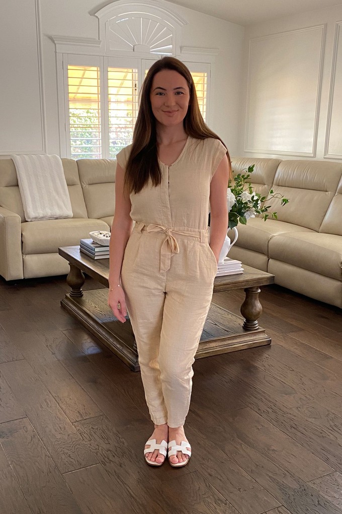 Evening Chai Jumpsuit in Sand Beige from Reistor