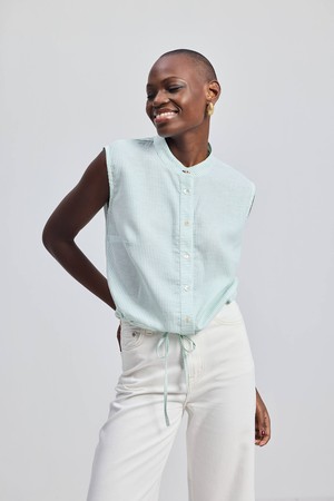 Button-down Shirt with Waist Drawstring in Stripes from Reistor