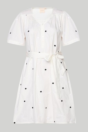 Pleated Tent Dress in Polka Embroidery from Reistor