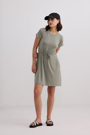 Drawstring Short T-shirt Dress in Light Olive from Reistor