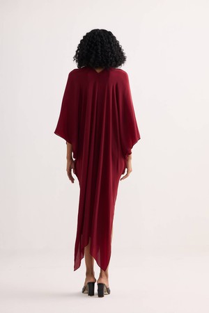 Front Twist Kaftan Dress in Burgundy from Reistor