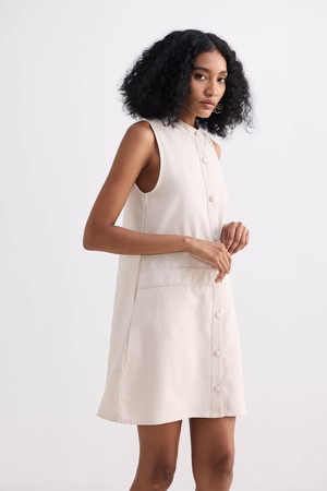 The Cotton Tweed Shift Dress in Cream from Reistor