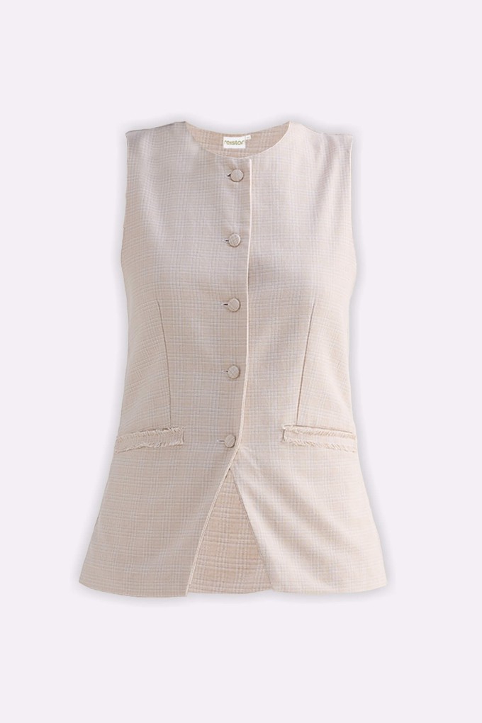 Cotton Tweed Vest Jacket in Cream from Reistor