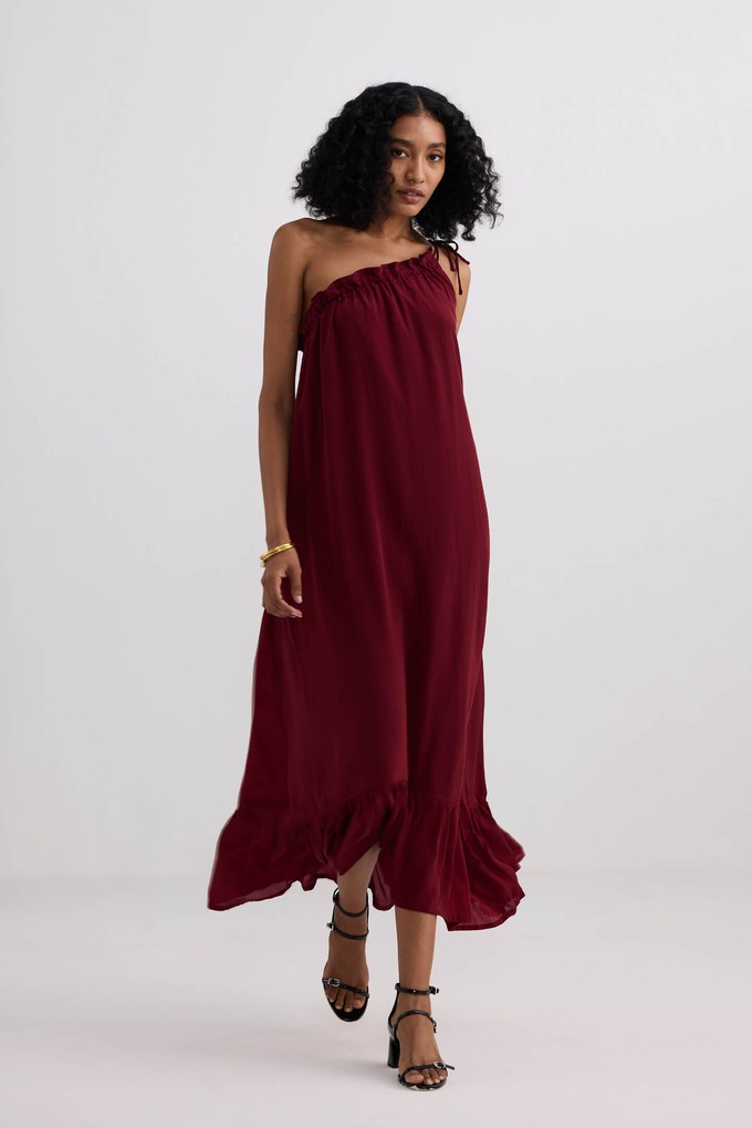 One-shoulder Midi dress in Burgundy from Reistor