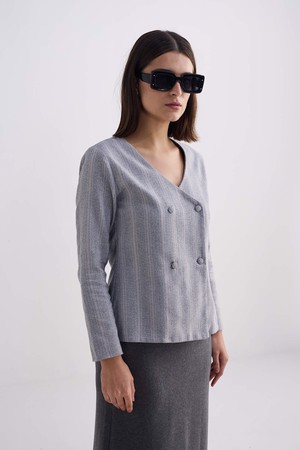 Fitted Cotton Tweed Jacket in Grey from Reistor