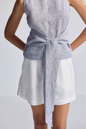 Front-tie Top in Linen Stripes from Reistor