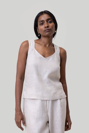 Crossback Tank Top in Linen Checks from Reistor