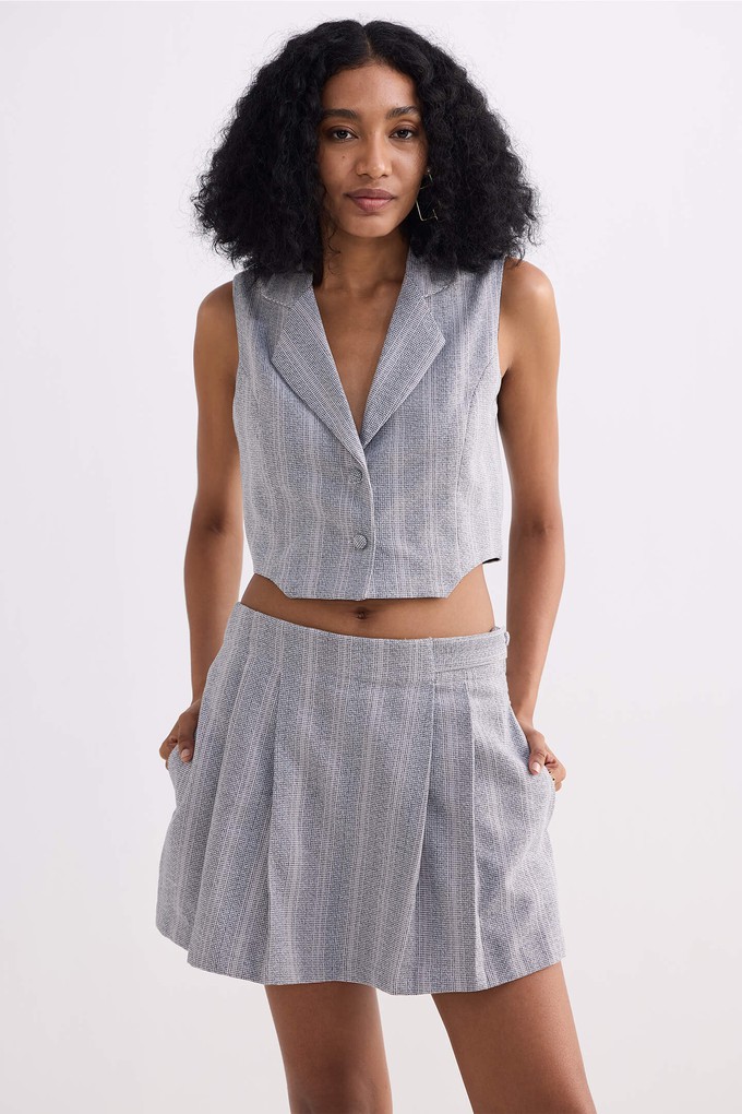 Cropped Cotton Tweed Vest in Grey from Reistor