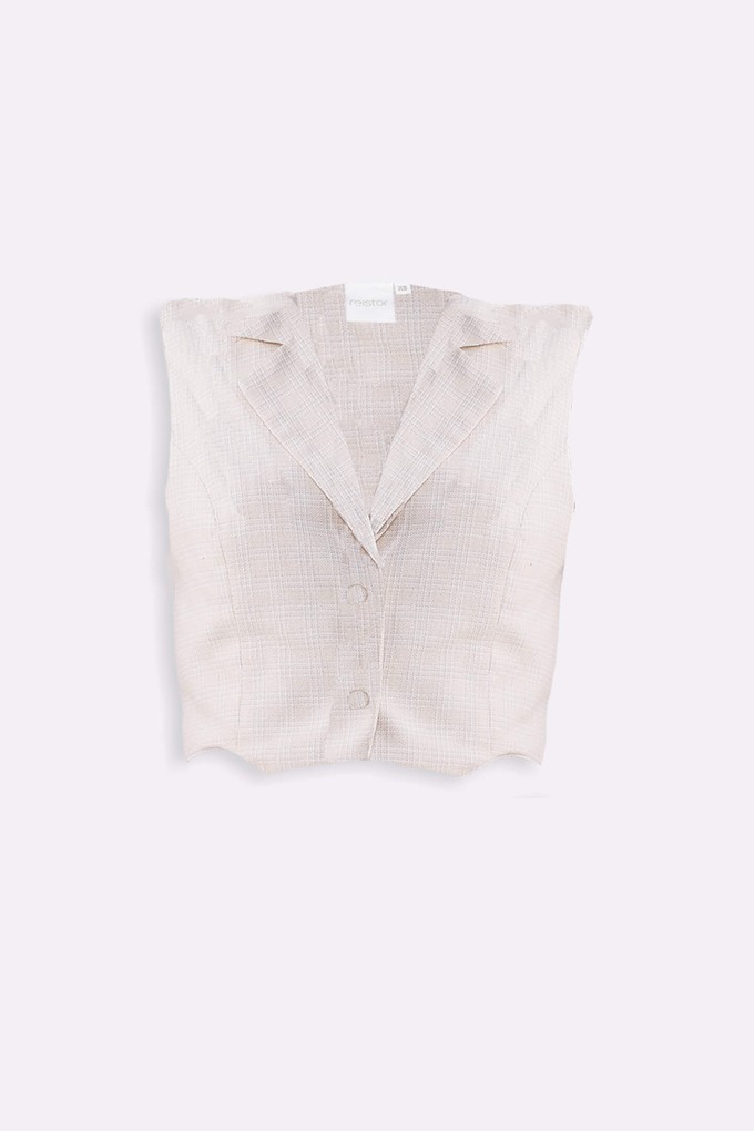 Cropped Cotton Tweed Vest in Cream from Reistor